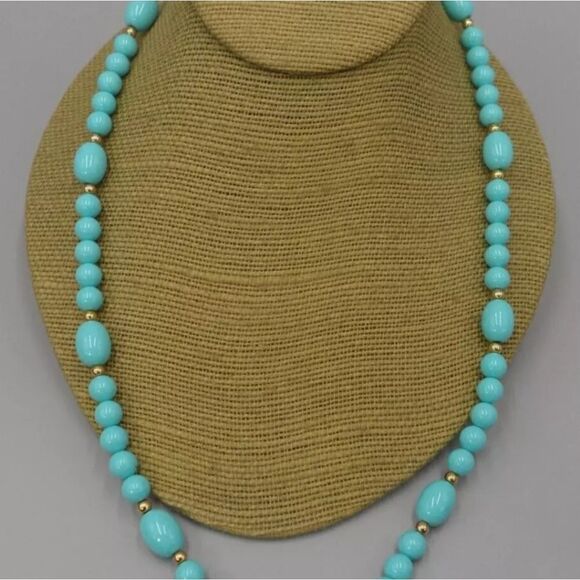 Avon 1983 Turquoise Impressions Necklace Simulated Turquoise Gold Accents Vtg - Picture 8 of 8